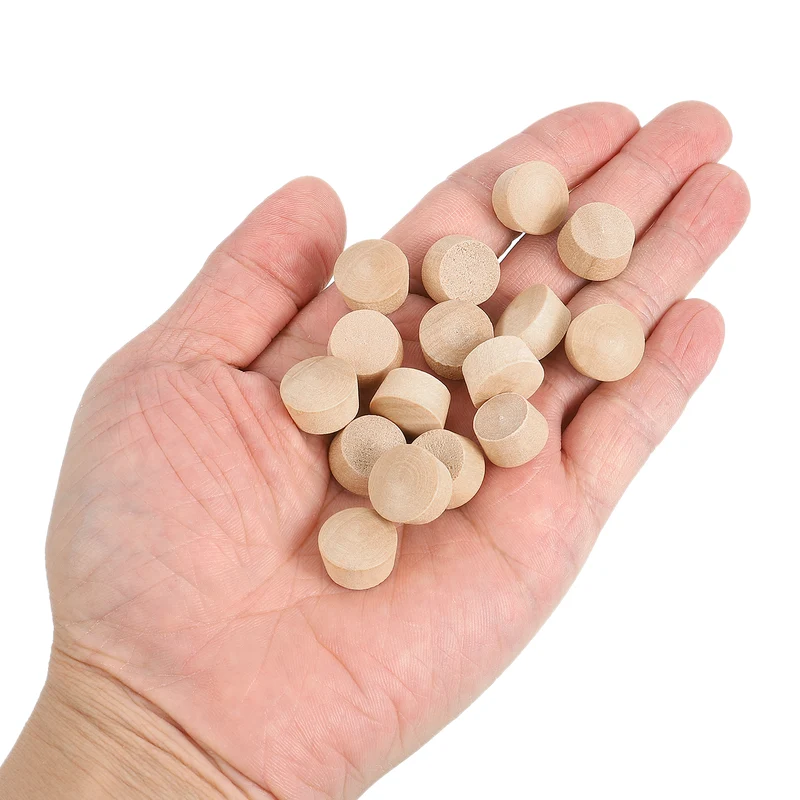 60Pcs Wood Button Plugs, 13.5mm/0.53" Hardwood Screw Hole Plug for Woodworking