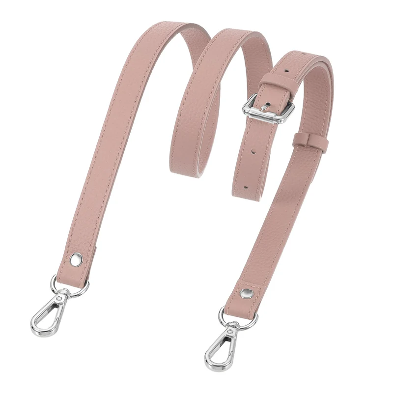 0.7" Genuine Leather Purse Strap for Bag Pink Silver Buckle