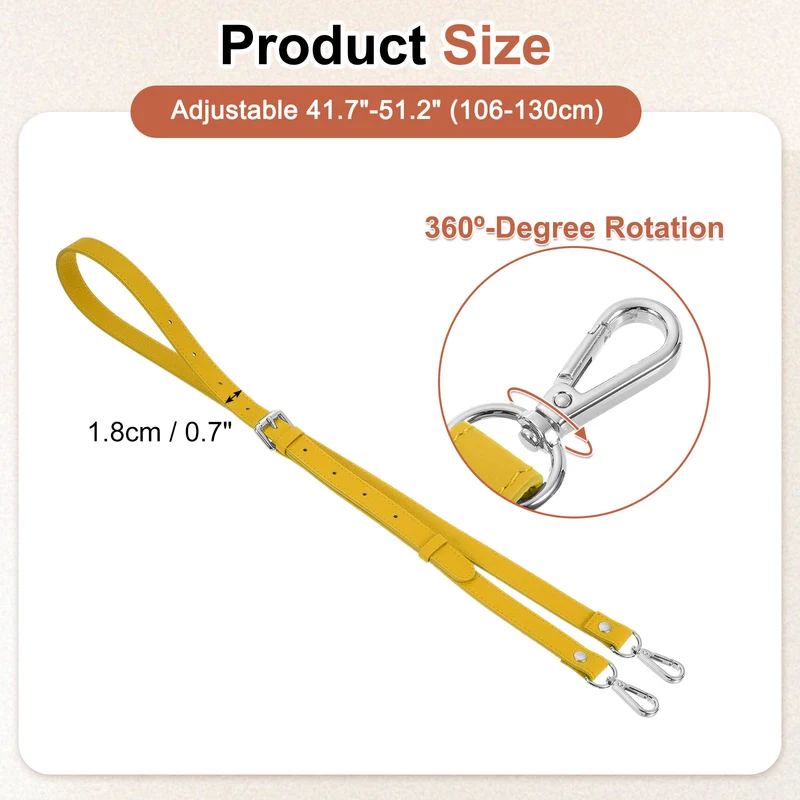 0.7" Genuine Leather Purse Strap for Bag (Earthy Yellow, Silver Buckle)
