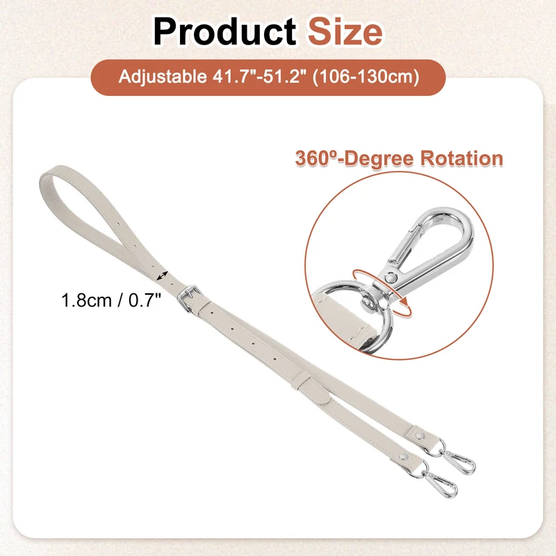 0.7" Genuine Leather Purse Strap for Bag Cream White Silver Buckle