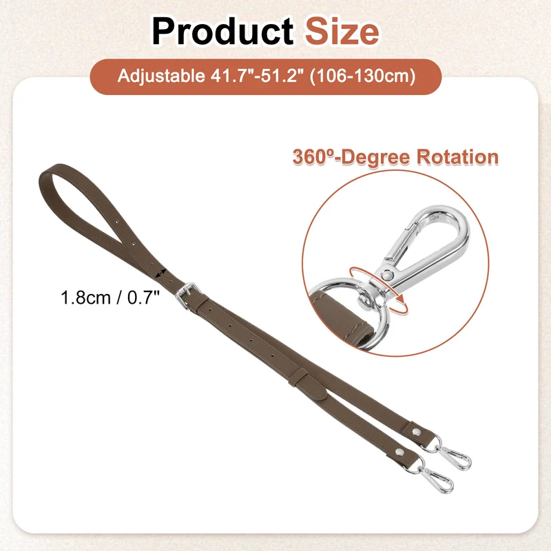 0.7" Genuine Leather Purse Strap for Bag (Khaki, Silver Buckle)
