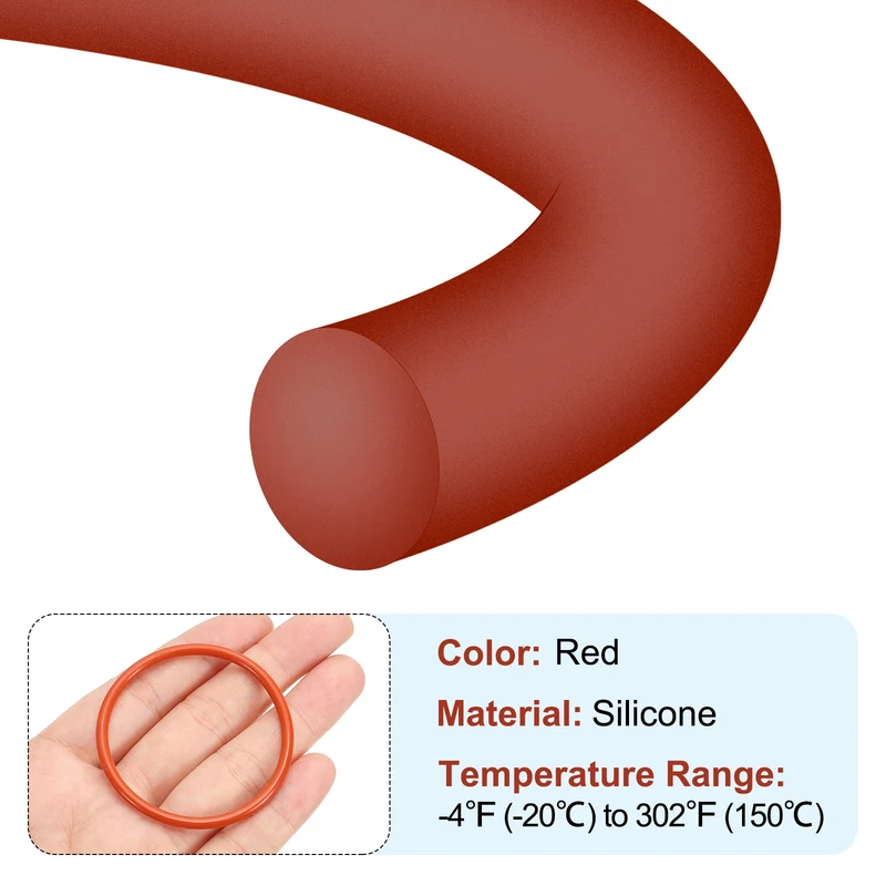 30Pcs Silicone O-Ring 53mm OD 47mm ID 3mm Width VMQ Sealing Gasket, Red