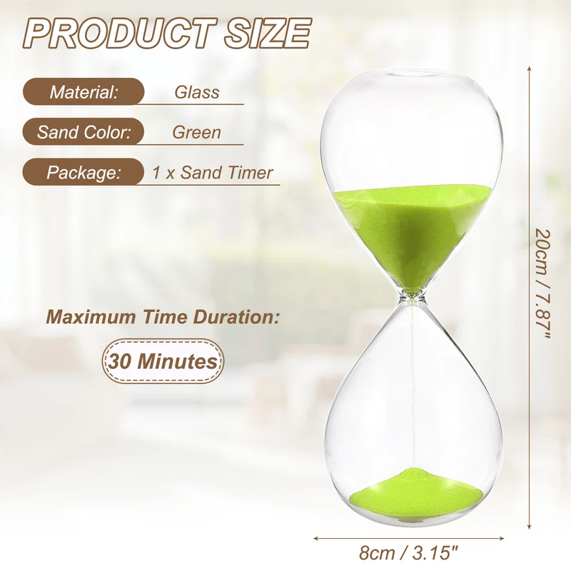 30 Minutes Sand Timer, Watch High Glass Sandglass Timer, Green