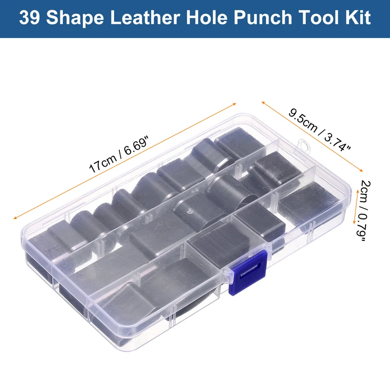 39pcs Leather Hole Punch Tool HSS Hollow Punch Cutter Tool Multiple Shapes