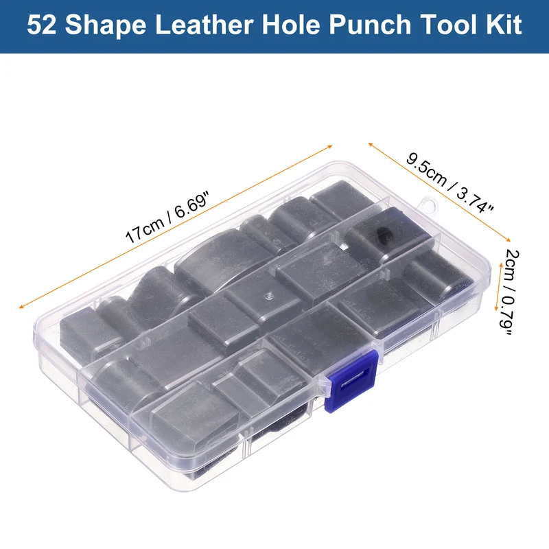 52pcs Leather Hole Punch Tool HSS Hollow Punch Cutter Tool Multiple Shapes