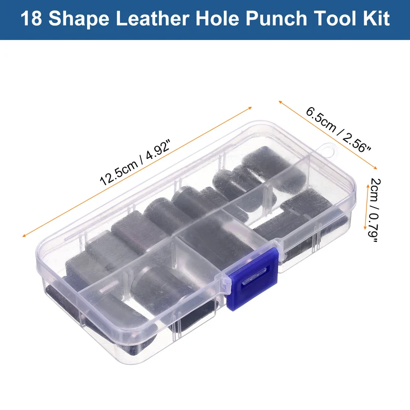 18pcs Leather Hole Punch Tool HSS Hollow Punch Cutter Tool Multiple Shapes