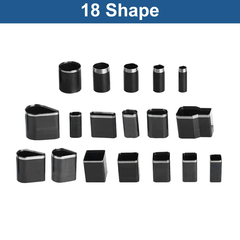 18pcs Leather Hole Punch Tool HSS Hollow Punch Cutter Tool Multiple Shapes