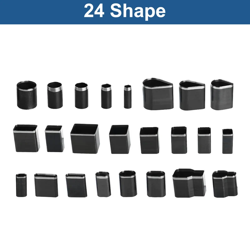 24pcs Leather Hole Punch Tool HSS Hollow Punch Cutter Tool Multiple Shapes