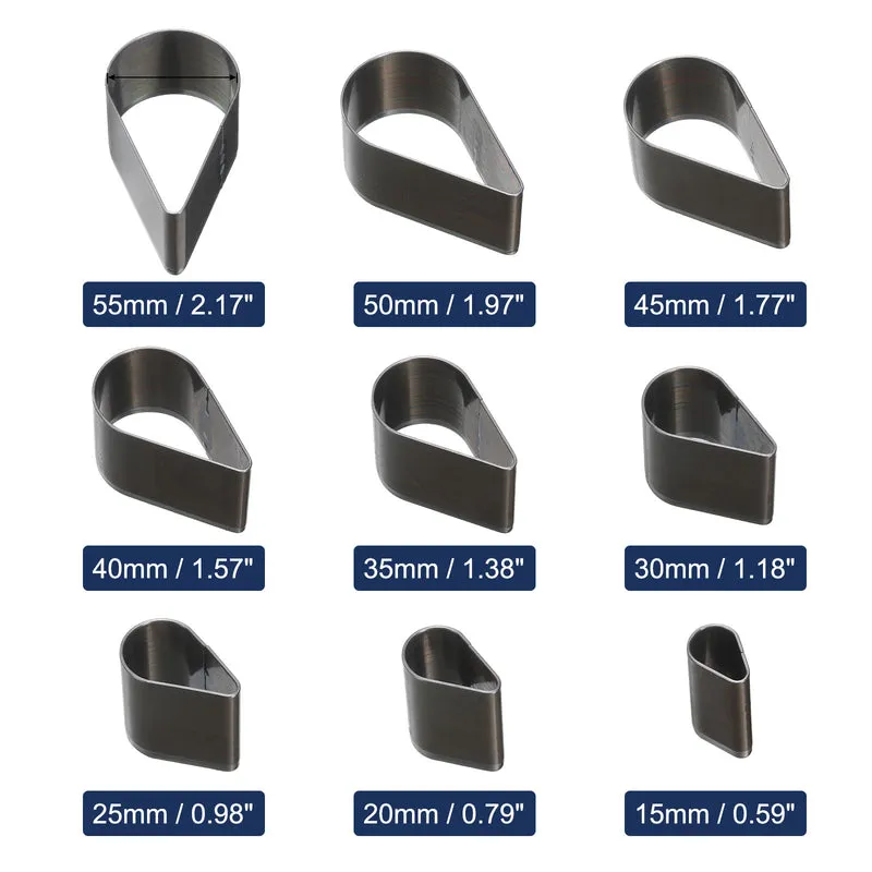 Leather Teardrop Shape Punch Cutter Set 9 Sizes Leather Hollow Cutter Kit 9pcs