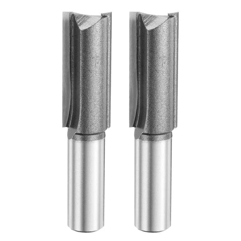 2pcs Straight Router Bit 1/2 Shank 5/8" Cutting Dia 2 Flutes 1.57" YG6 Carbide
