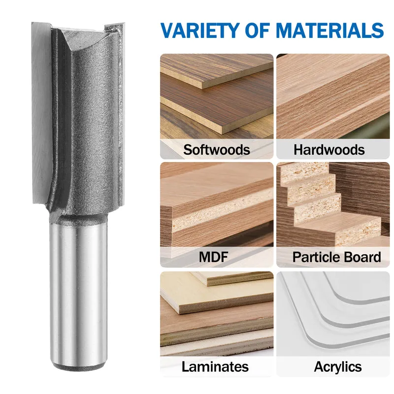 Straight Router Bit 1/2 Shank 25/32" Cutting Dia 2 Flutes 1.57" YG6 Carbide