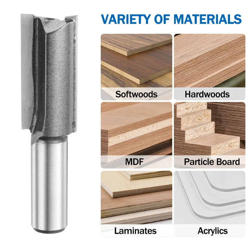 Straight Router Bit 1/2 Shank 3/4" Cutting Dia 2 Flutes 1.57" YG6 Carbide Cutter