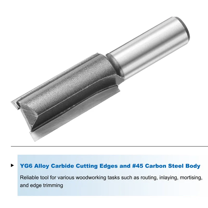 Straight Router Bit 1/2 Shank 45/64" Cutting Dia 2 Flutes 1.57" YG6 Carbide