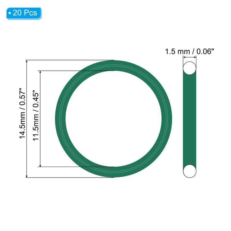 20Pcs Fluorine Rubber O-Ring 14.5mm OD 11.5mm ID 1.5mm Width,FKM Seal Gasket