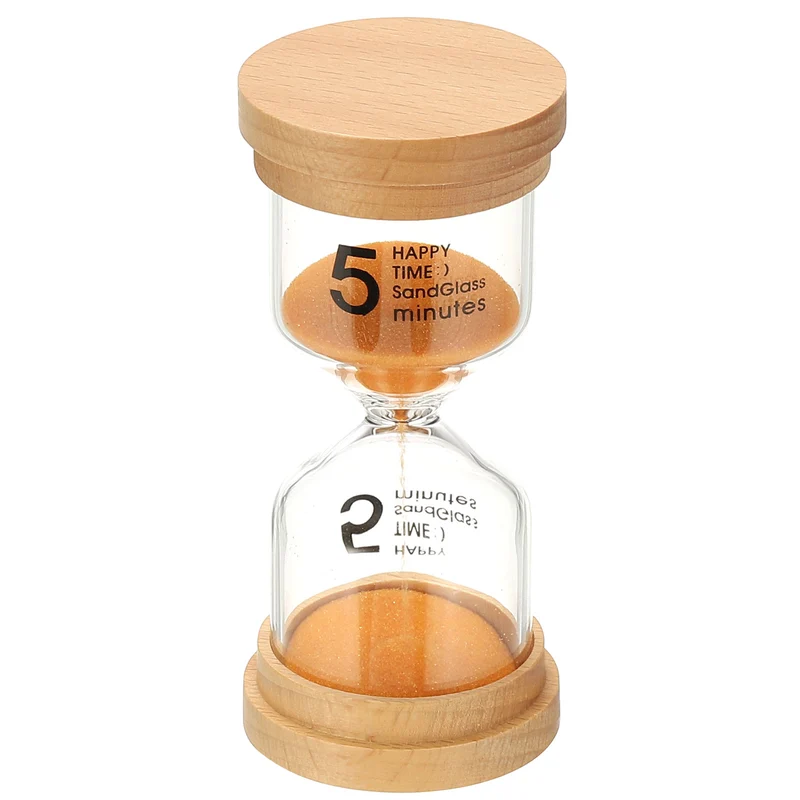 5 Minute Sand Timer, High Borosilicate Glass Wooden Sand Watch, Orange