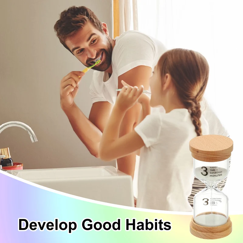 3 Minute Sand Timer, High Borosilicate Glass Wooden Sand Watch, White