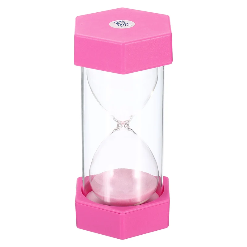 25 Min Sand Timer, Hexagon with Plastic Cover, Count Down Sand Clock Glass Pink