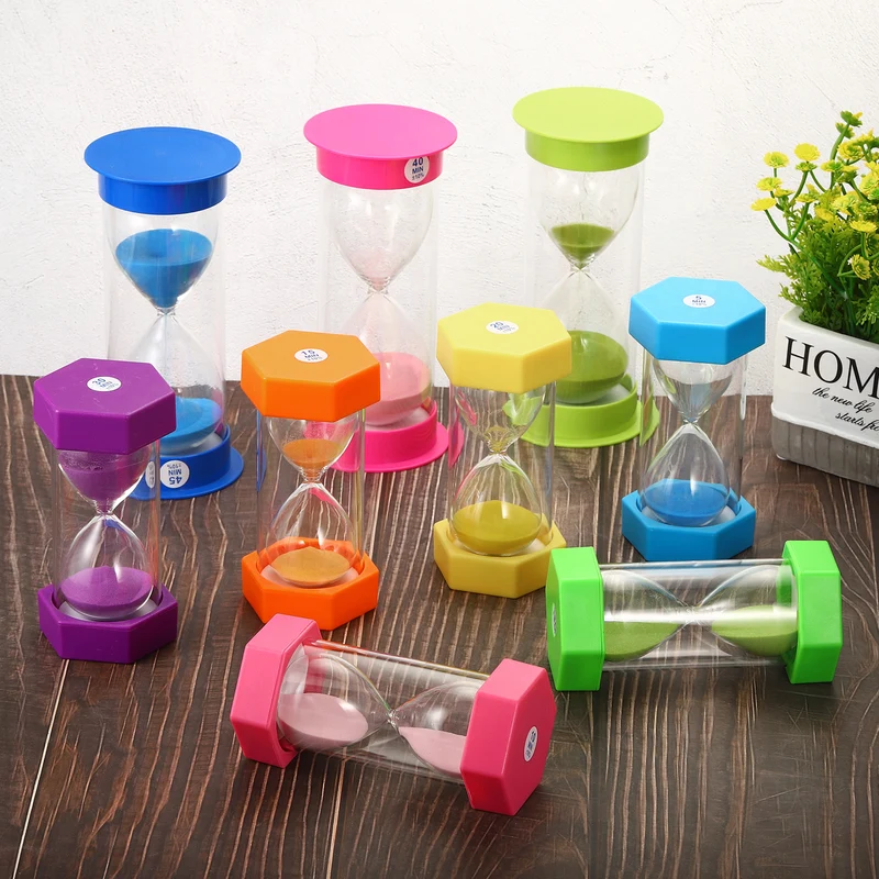 25 Min Sand Timer, Hexagon with Plastic Cover, Count Down Sand Clock Glass Pink