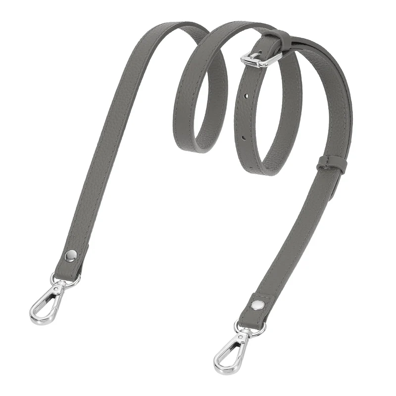 0.6" Genuine Leather Purse Strap for Bag (Dark Gray, Silver Buckle)