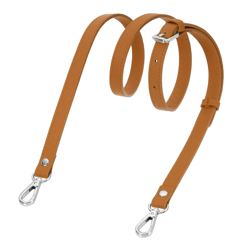 0.6" Genuine Leather Purse Strap for Bag (Light Brown, Silver Buckle)