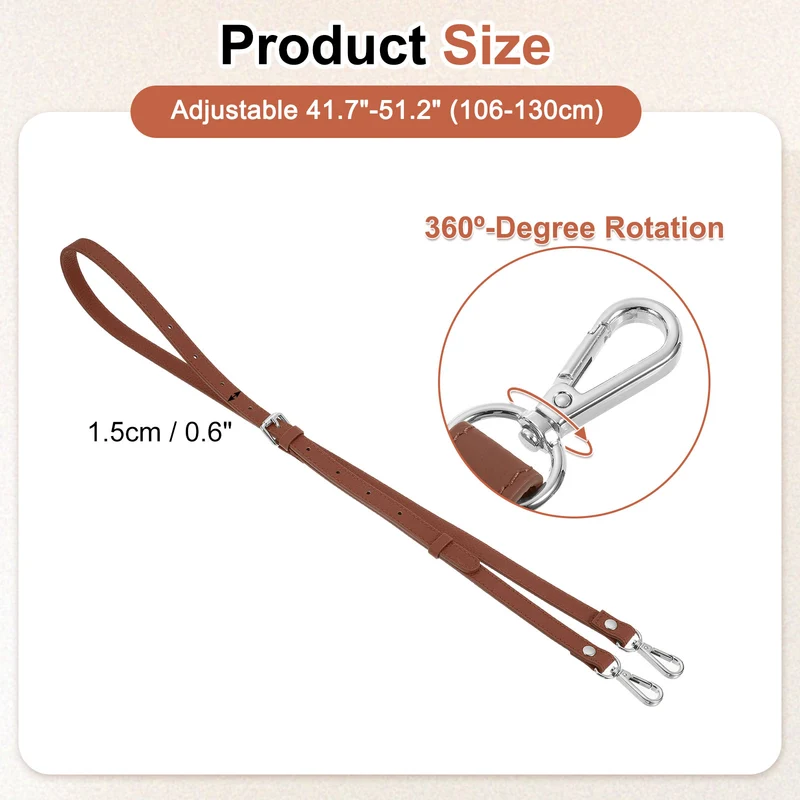 0.6" Genuine Leather Purse Strap for Bag (Caramel, Silver Buckle)