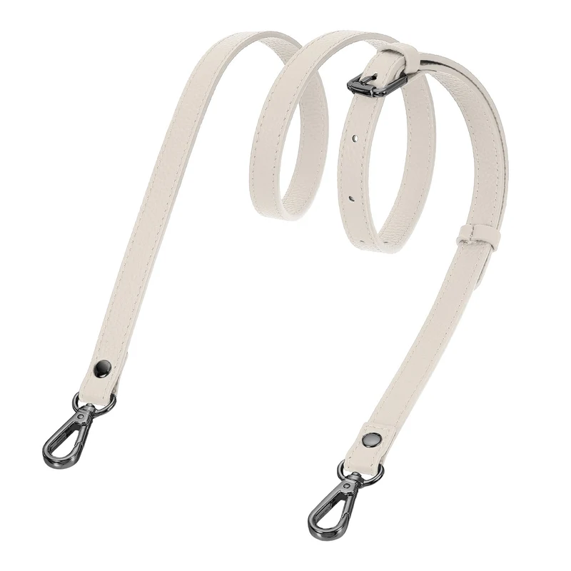 0.6" Genuine Leather Purse Strap for Bag (Cream, Black Buckle)