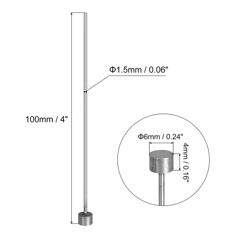 10Pcs Straight Ejector Pins, 1.5mm Dia. SKD61 Round Tip Punch 100mm Long