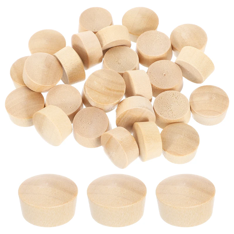 26Pcs Wood Button Plugs, 14mm/0.55" Hardwood Screw Hole Plug for Woodworking