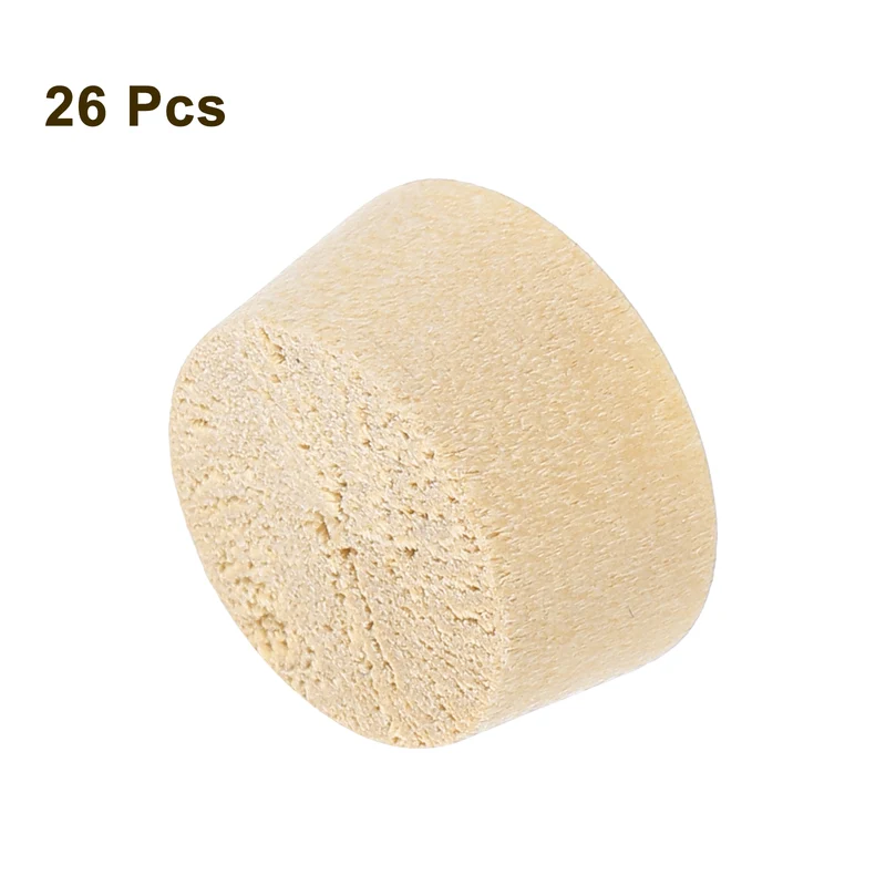 26Pcs Wood Button Plugs, 13.5mm/0.53" Hardwood Screw Hole Plug for Woodworking