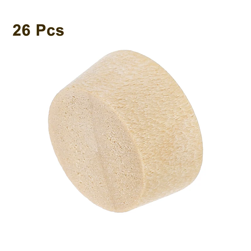 26Pcs Wood Button Plugs, 13mm/0.51" Hardwood Screw Hole Plug for Woodworking