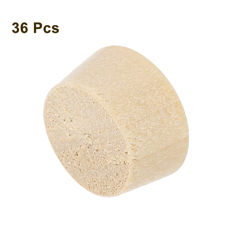 36Pcs Wood Button Plugs, 12.5mm/0.49" Hardwood Screw Hole Plug for Woodworking