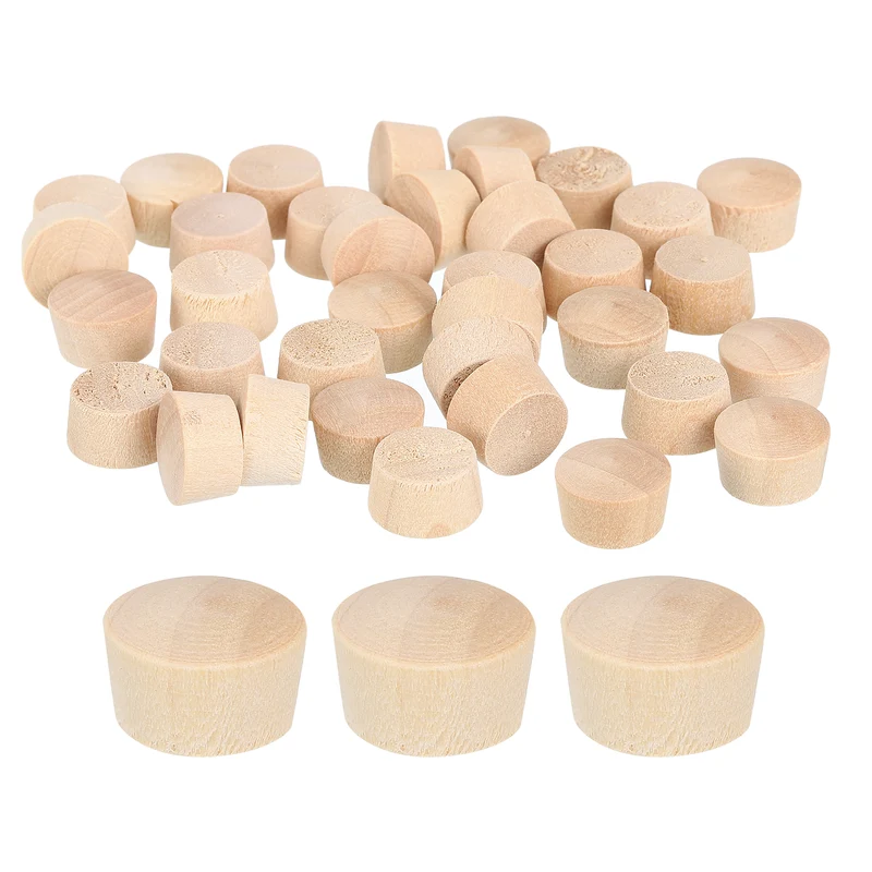 80Pcs Wood Button Plugs, 13mm/0.51" Hardwood Screw Hole Plug for Woodworking