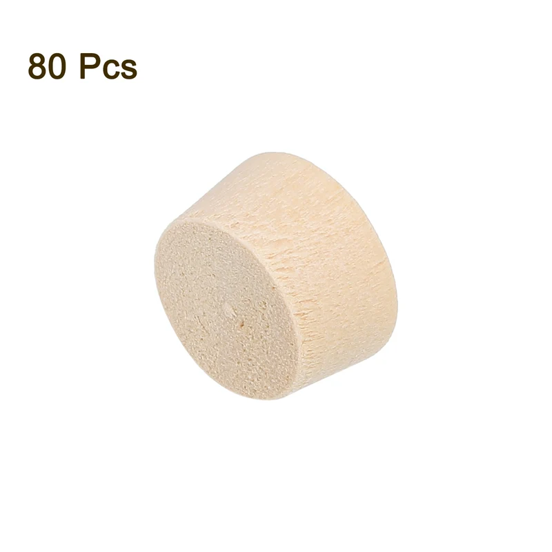 80Pcs Wood Button Plugs, 13mm/0.51" Hardwood Screw Hole Plug for Woodworking