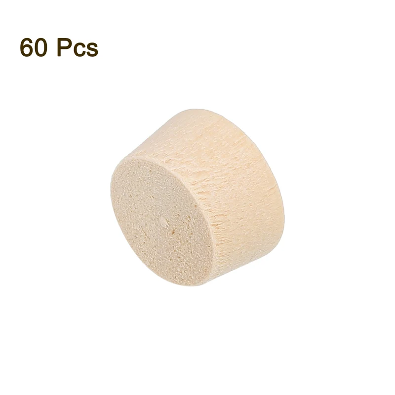 60Pcs Wood Button Plugs, 13mm/0.51" Hardwood Screw Hole Plug for Woodworking