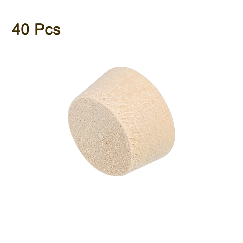 40Pcs Wood Button Plugs, 13mm/0.51" Hardwood Screw Hole Plug for Woodworking