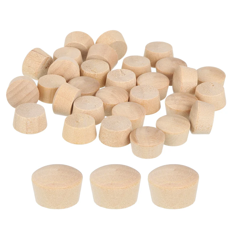 60Pcs Wood Button Plugs, 12.5mm/0.49" Hardwood Screw Hole Plug for Woodworking