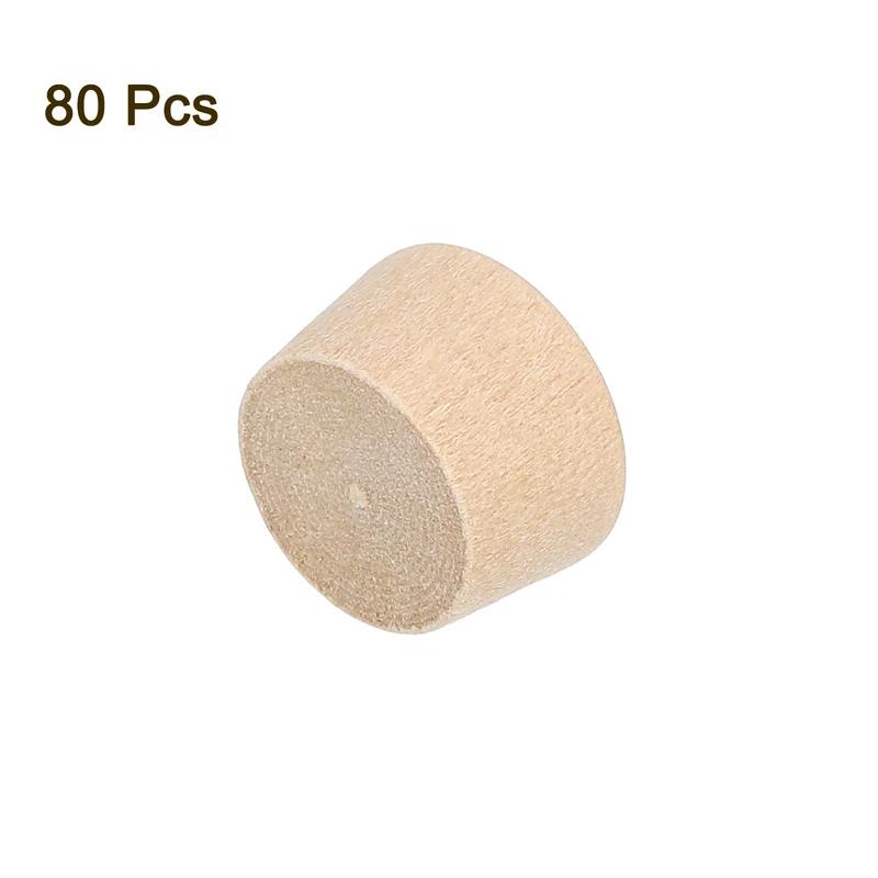 80Pcs Wood Button Plugs, 12mm/0.47" Hardwood Screw Hole Plug for Woodworking