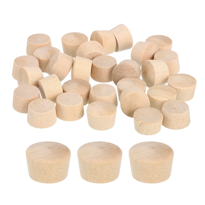 60Pcs Wood Button Plugs, 12mm/0.47" Hardwood Screw Hole Plug for Woodworking