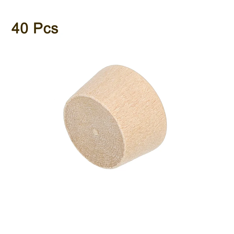 40Pcs Wood Button Plugs, 12mm/0.47" Hardwood Screw Hole Plug for Woodworking