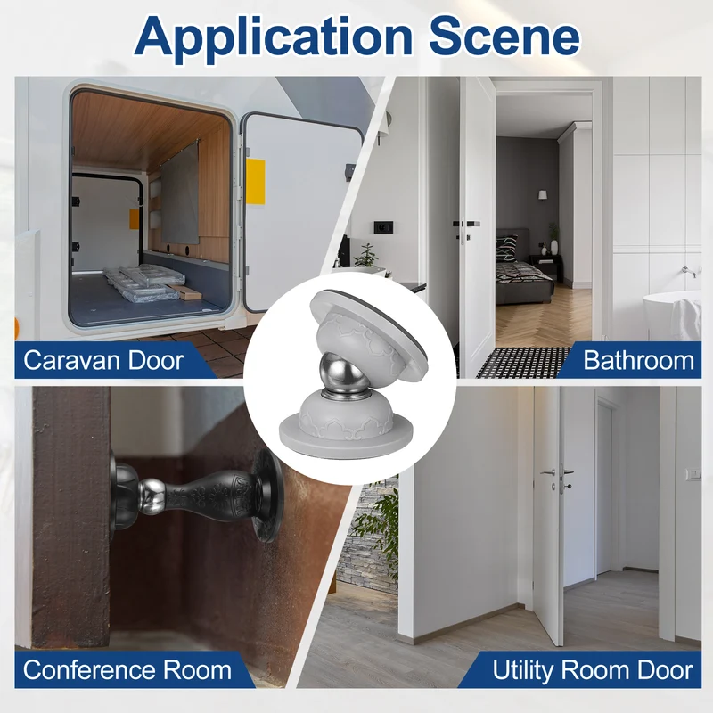1.9" Magnetic Door Stoppers Silicone Door Stop with Adhesive Gray