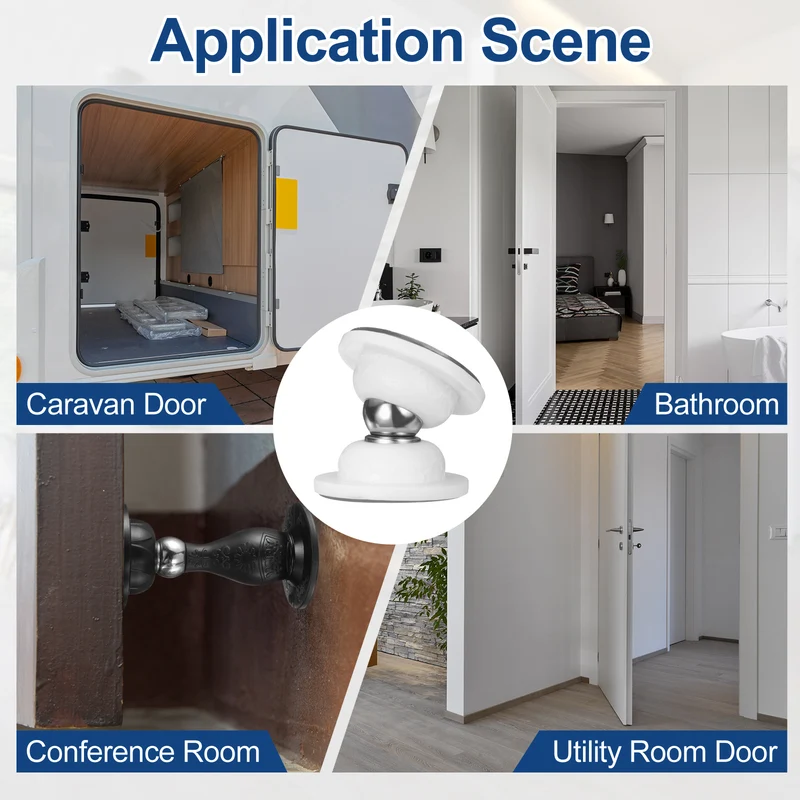 2Pcs 1.9" Magnetic Door Stoppers Silicone Door Stop with Adhesive White