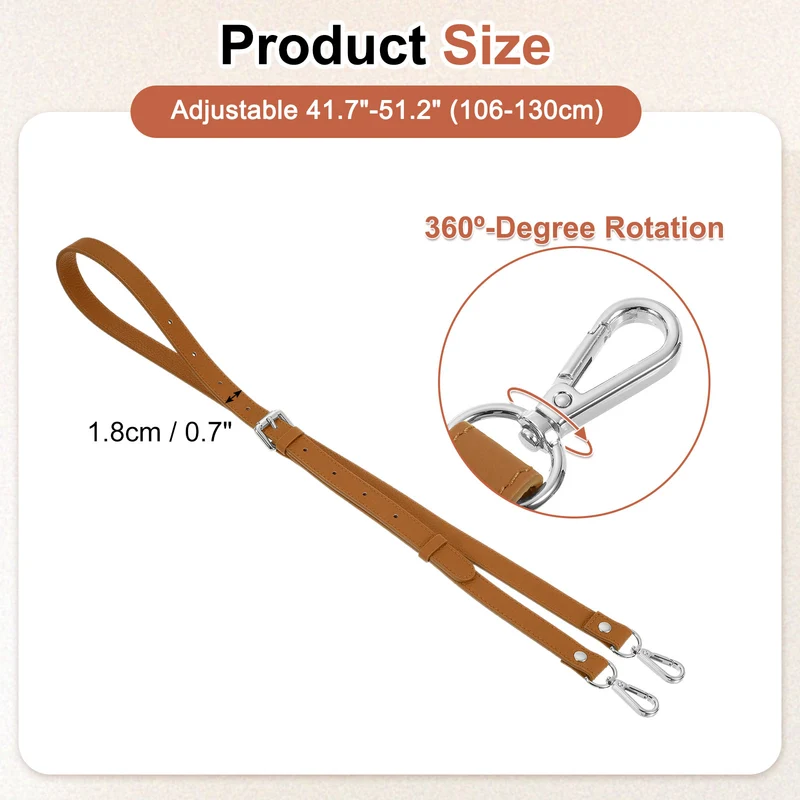 0.7" Genuine Leather Purse Strap for Bag Light Brown Silver Buckle