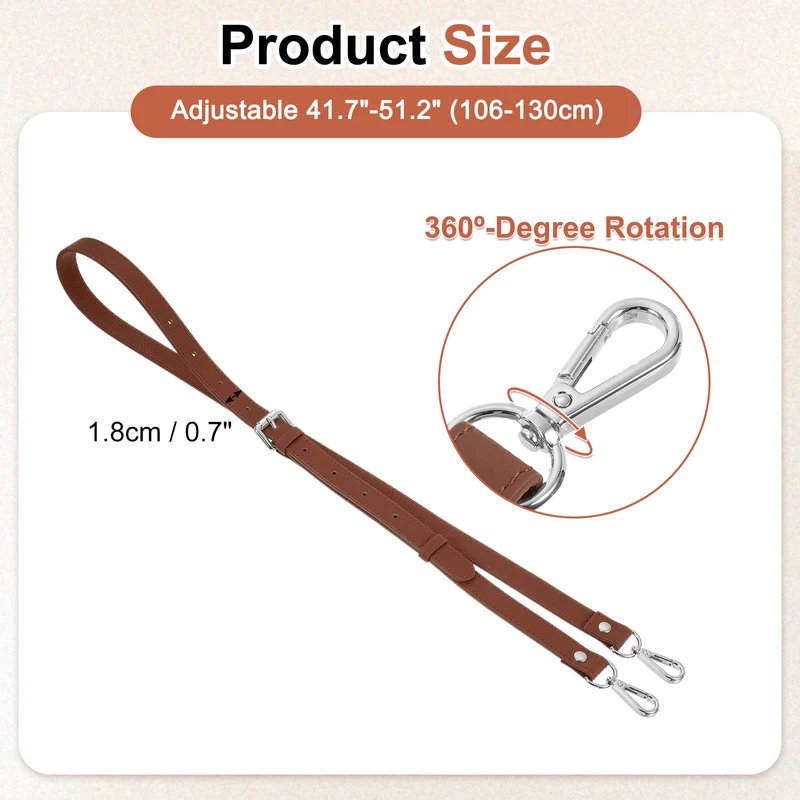 0.7" Genuine Leather Purse Strap for Bag (Caramel, Silver Buckle)