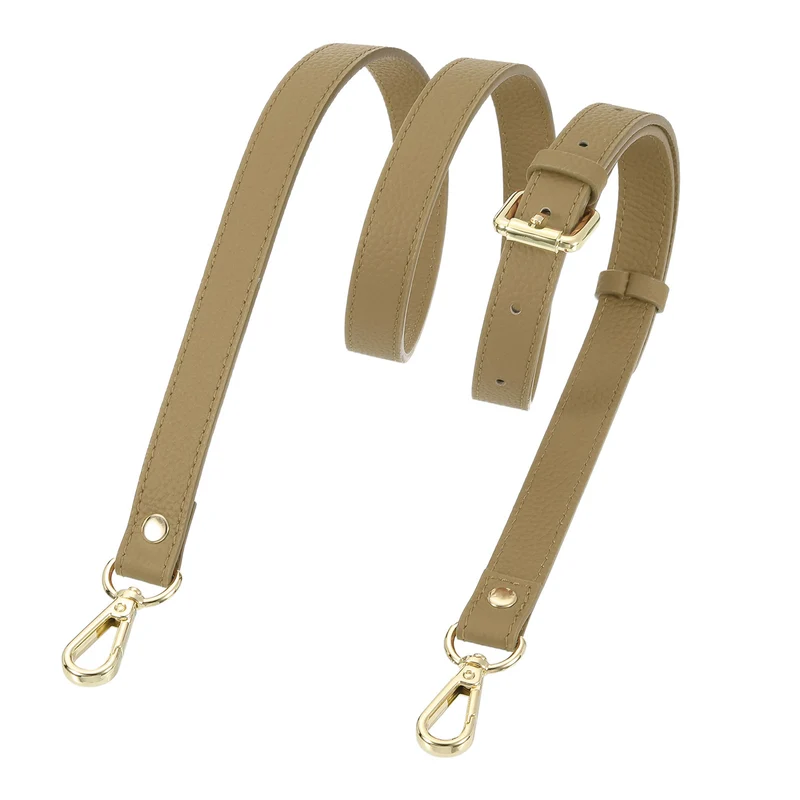 0.7" Genuine Leather Purse Strap for Bag (Cool Brown, Gold Buckle)