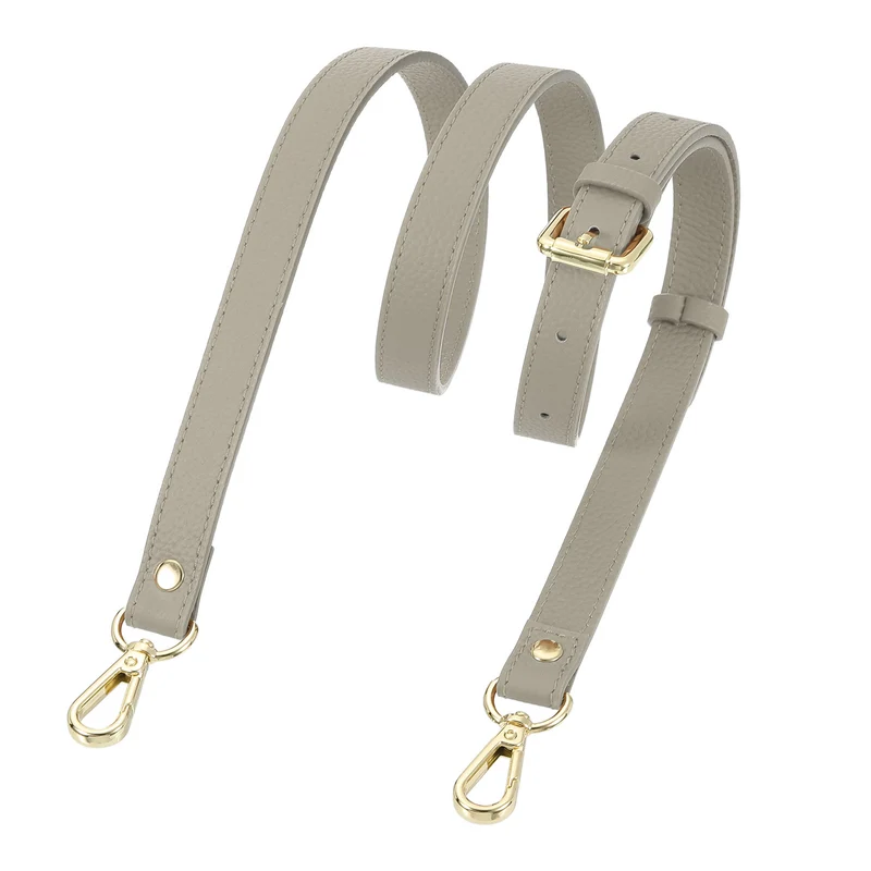 0.7" Genuine Leather Purse Strap for Bag (Grey, Gold Buckle)