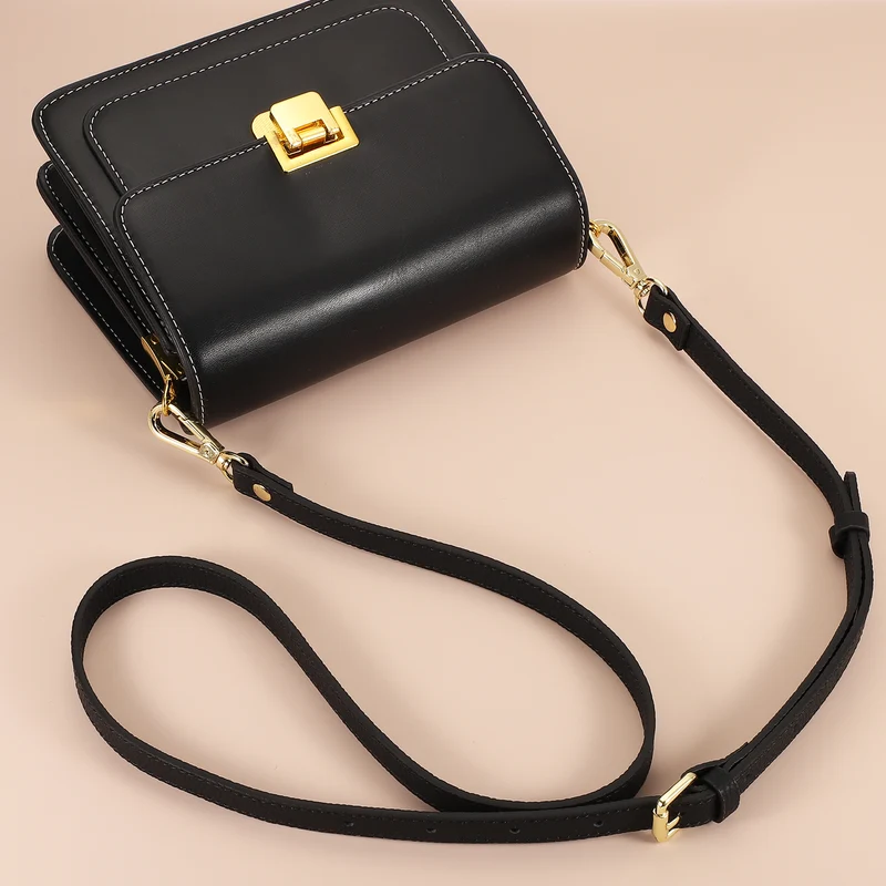 0.7" Genuine Leather Purse Strap for Bag (Grey, Gold Buckle)