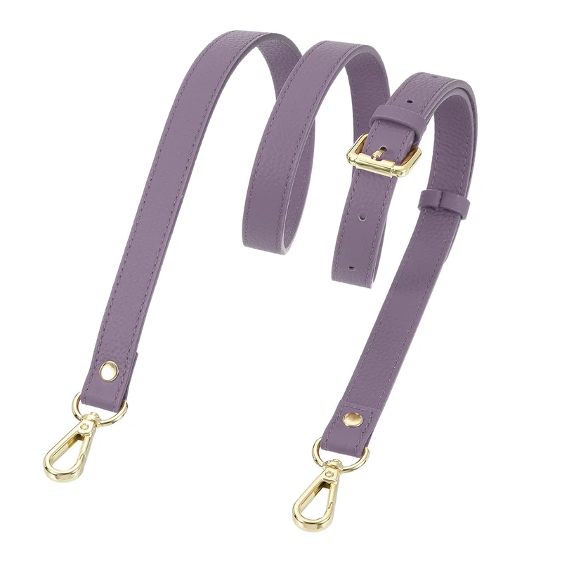 0.7" Genuine Leather Purse Strap for Bag (Taro Purple, Gold Buckle)