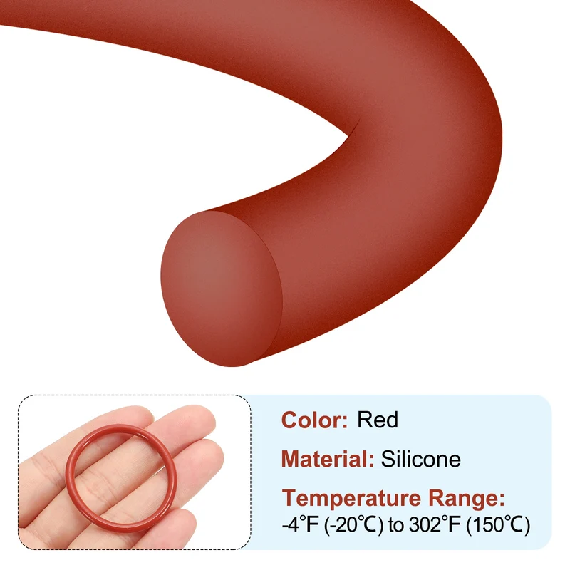 30Pcs Silicone O-Ring 35mm OD 29mm ID 3mm Width VMQ Sealing Gasket, Red