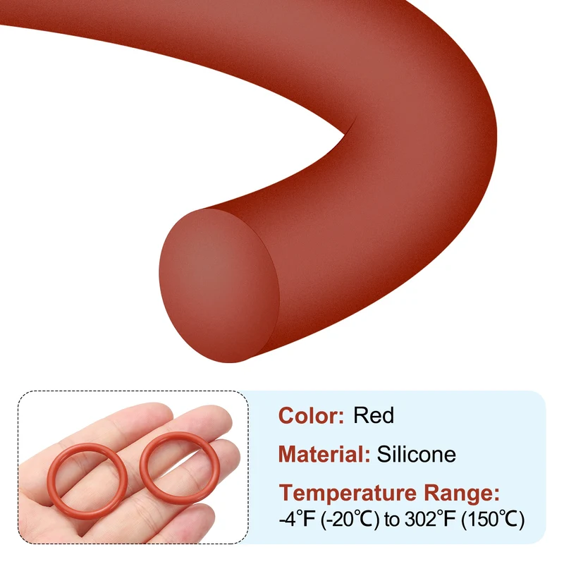 30Pcs Silicone O-Ring 29mm OD 23mm ID 3mm Width VMQ Sealing Gasket, Red
