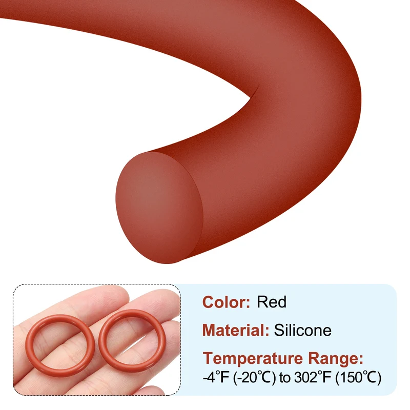 30Pcs Silicone O-Ring 28mm OD 22mm ID 3mm Width VMQ Sealing Gasket, Red